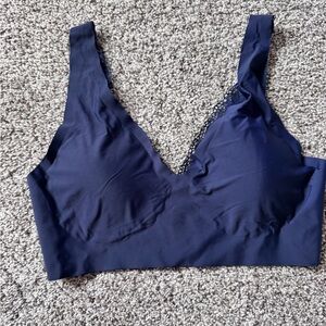 Nautica Navy Blue Lace-Trim Wireless Bralette